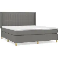 vidaXL Letto a molle con materasso grigio scuro 180x200 cm in tessuto