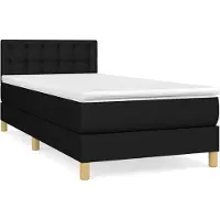 vidaXL Letto a molle con materasso nero 90x200 cm in tessuto