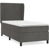 vidaXL Letto a molle con materasso grigio scuro 100x200 cm in velluto