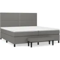 vidaXL Letto a molle con materasso grigio scuro 200x200 cm in tessuto