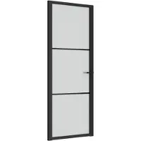 vidaXL Porta interna 76x201,5 cm in vetro satinato nero e alluminio