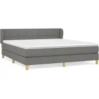 vidaXL Letto a molle con materasso grigio scuro 180x200 cm in tessuto