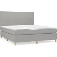 vidaXL Letto a molle con materasso grigio chiaro 160x200 cm in tessuto