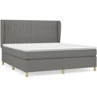 vidaXL Letto a molle con materasso grigio scuro 160x200 cm in tessuto