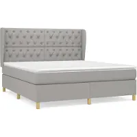vidaXL Letto a molle con materasso grigio chiaro 160x200 cm in tessuto