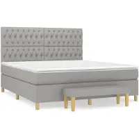 vidaXL Letto a molle con materasso grigio chiaro 180x200 cm in tessuto