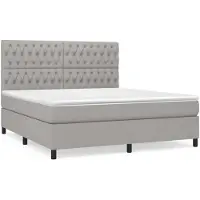 vidaXL Letto a molle con materasso grigio chiaro 180x200 cm in tessuto