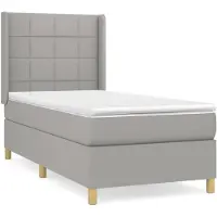 vidaXL Letto a molle con materasso grigio chiaro 80x200 cm in tessuto
