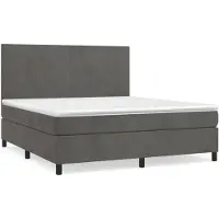 vidaXL Letto a molle con materasso grigio scuro 180x200 cm in velluto
