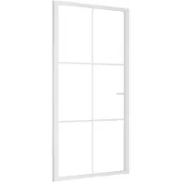 vidaXL Porta interna 102,5x201,5 cm Bianco Vetro ESG e alluminio