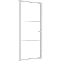 vidaXL Porta interna 93x201,5 cm Bianco ESG vetro e alluminio