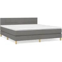 vidaXL Letto a molle con materasso grigio scuro 180x200 cm in tessuto
