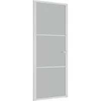 vidaXL Porta interna 83x201,5 cm Vetro satinato bianco e alluminio