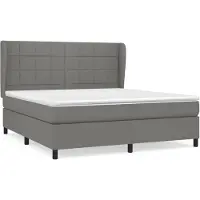 vidaXL Letto a molle con materasso grigio scuro 160x200 cm in tessuto