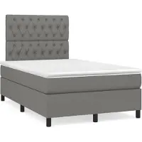 vidaXL Letto a molle con materasso grigio scuro 120x200 cm in tessuto