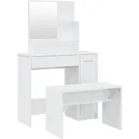 vidaXL Set da toilette bianco lucido 86,5x35x136 cm