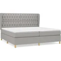 vidaXL Letto a molle con materasso grigio chiaro 200x200 cm in tessuto