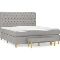 vidaXL Letto a molle con materasso grigio chiaro 160x200 cm in tessuto