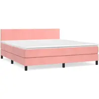 vidaXL Letto a molle con materasso rosa 180x200 cm in velluto