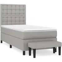 vidaXL Letto a molle con materasso grigio chiaro 80x200 cm in tessuto