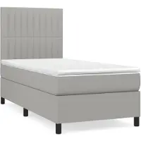 vidaXL Letto a molle con materasso grigio chiaro 90x190 cm in tessuto