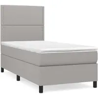 vidaXL Letto a molle con materasso grigio chiaro 90x200 cm in tessuto