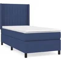 vidaXL Letto a molle con materasso blu 90x190 cm in tessuto