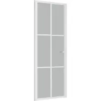 vidaXL Porta interna 76x201,5 cm Vetro satinato bianco e alluminio