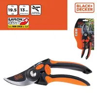 Black & Decker Forbici bypass Lame in acciaio di alta qualità - Forbici da potatura Impugnatura ergonomica - Forbici da potatura Con capacità di taglio di 13 MM - Nero /Arancione