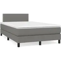 vidaXL Letto a molle con materasso grigio scuro 120x200 cm in tessuto