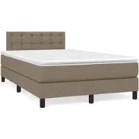 vidaXL Letto a molle con materasso Taupe 120x200 cm in tessuto