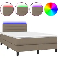 vidaXL Letto a molle insacchettate con materasso e tessuto LED Taupe 120x200 cm