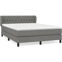 vidaXL Letto a molle con materasso grigio scuro 140x200 cm in tessuto