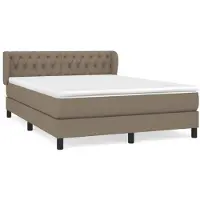 vidaXL Letto a molle con materasso Taupe 140x190 cm in tessuto