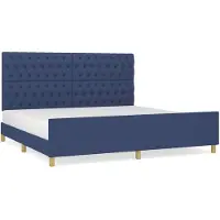 vidaXL Struttura letto con testiera in tessuto blu 200x200 cm