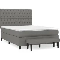 vidaXL Letto a molle con materasso grigio scuro 140x200 cm in tessuto