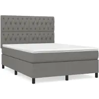 vidaXL Letto a molle con materasso grigio scuro 140x200 cm in tessuto