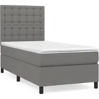 vidaXL Letto a molle con materasso grigio scuro 80x200 cm in tessuto