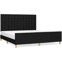 vidaXL Giroletto con testiera in tessuto nero 180x200 cm