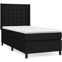 vidaXL Letto a molle con materasso nero 100x200 cm in tessuto