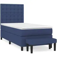 vidaXL Letto a molle con materasso blu 90x190 cm in tessuto