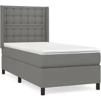 vidaXL Letto a molle con materasso grigio scuro 100x200 cm in tessuto