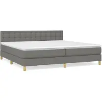 vidaXL Letto a molle con materasso grigio scuro 200x200 cm in tessuto