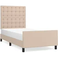 vidaXL Struttura letto con testiera cappuccino-marrone 90x200 cm in Pelle finta