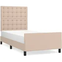 vidaXL Struttura letto con testiera cappuccino-marrone 100x200 cm in Pelle finta