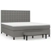 vidaXL Letto a molle con materasso grigio scuro 180x200 cm in tessuto