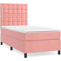 vidaXL Letto a molle con materasso rosa 90x200 cm in velluto