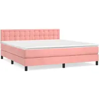 vidaXL Letto a molle con materasso rosa 180x200 cm in velluto