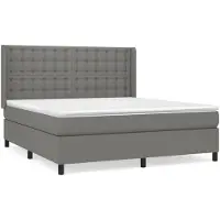 vidaXL Letto a molle con materasso grigio scuro 180x200 cm in tessuto