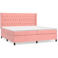 vidaXL Letto a molle con materasso rosa 200x200 cm in velluto